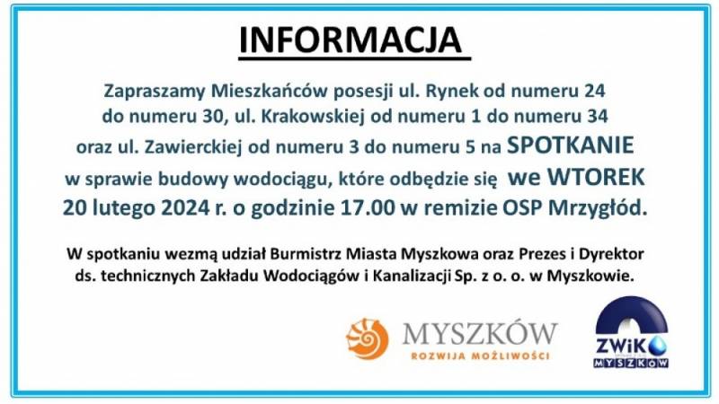 Zdjęcie: Informacja dla mieszkańców Mrzygłodu - budowa ...